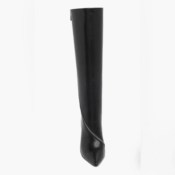 REISS | Hoxton Knee High Boot With Zippers Black Leather Size 39 NEW In Box - Picture 5 of 10